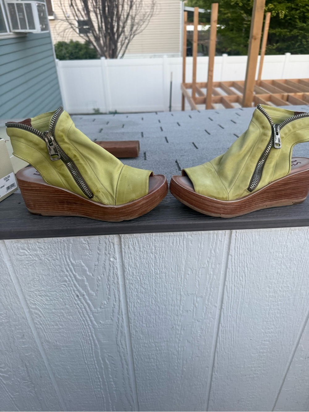 A.S.98 Yellow Open-Toe Zip Wedge Sandals - Picture 5 of 16